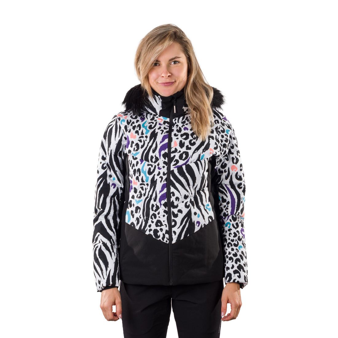 BU-61451SNW women's ski allover print insulated jacket VIVIAN1