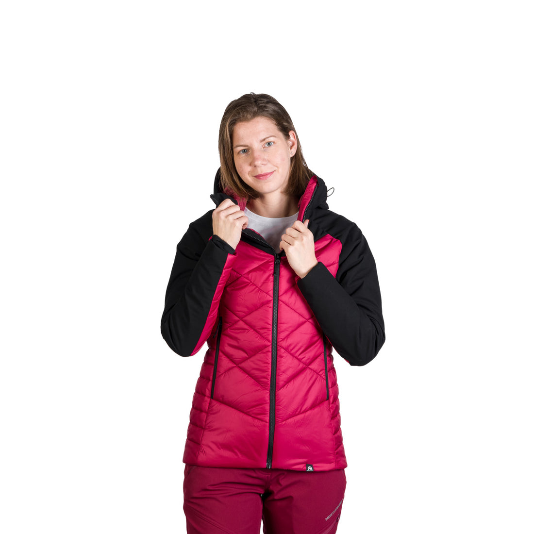 BU-6241OR women's outdoor hybrid like down jacket with softshell DEANNE
