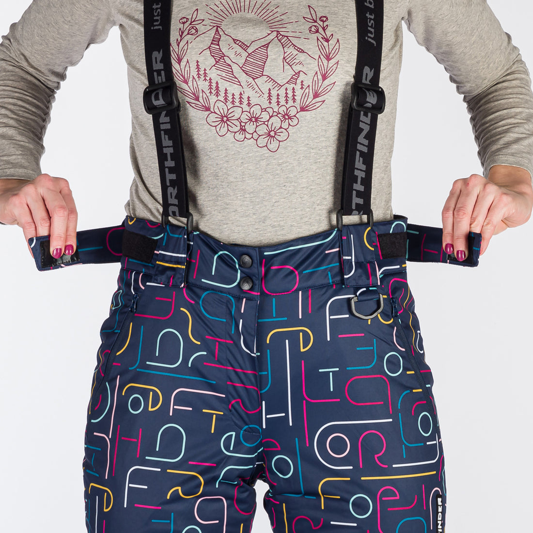 NO-4893SNW women's ski allover print insulated trousers VERNA
