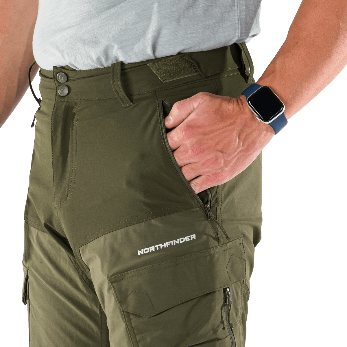 Sportfinder International Pánske outdoor combi kapsáčové šortky CASTOR - zelenohnedá / M