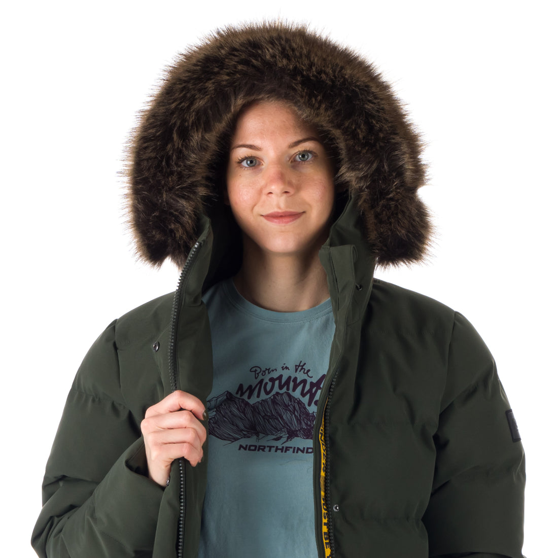 BU-6072SP women's sport insulated prolonged jacket with fur MEELEY