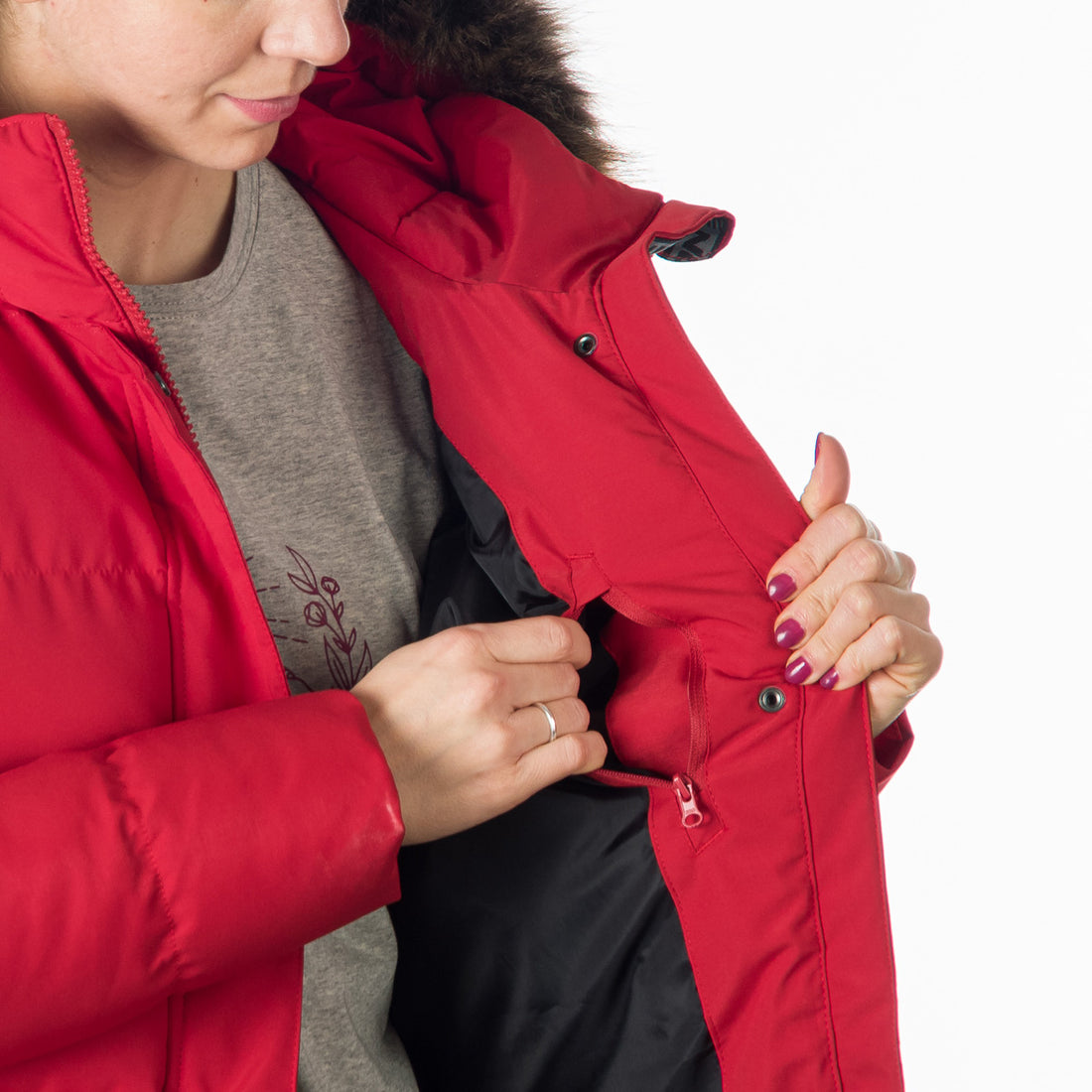 BU-6072SP women's sport insulated prolonged jacket with fur MEELEY