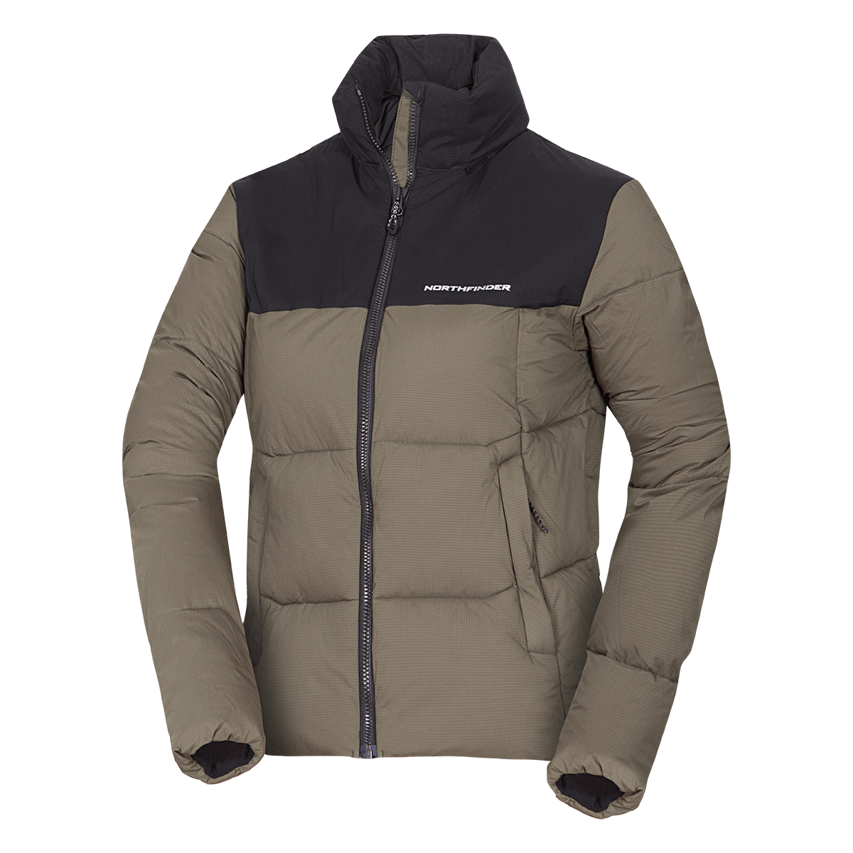 NORTHFINDER International Dámska outdoorová zateplená 2L bunda MINDI - čiernásivázelená / M