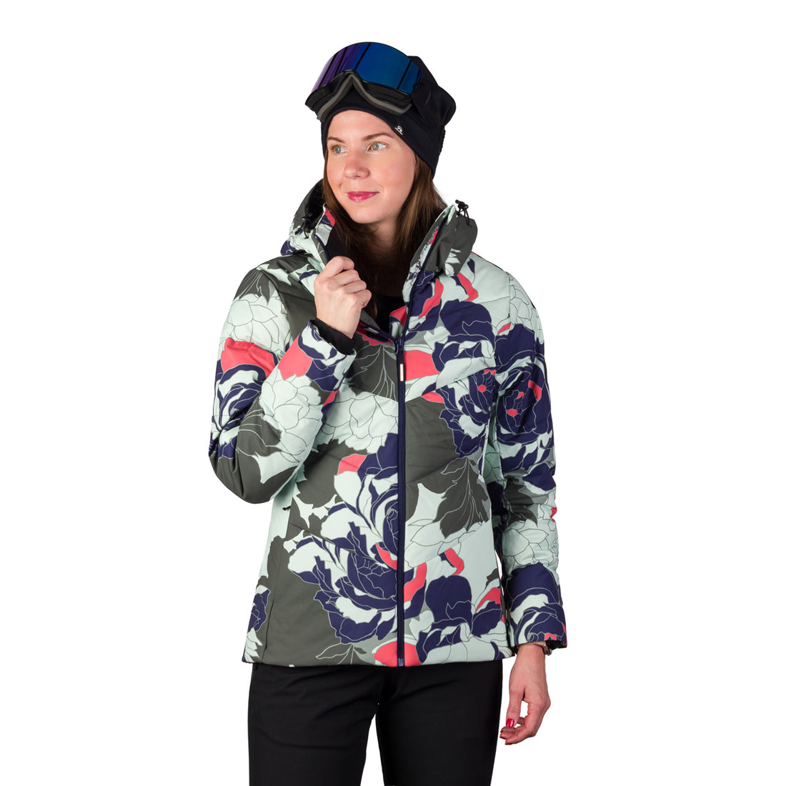 BU-6429SNW women's ski allover print insulated jacket CANDACE