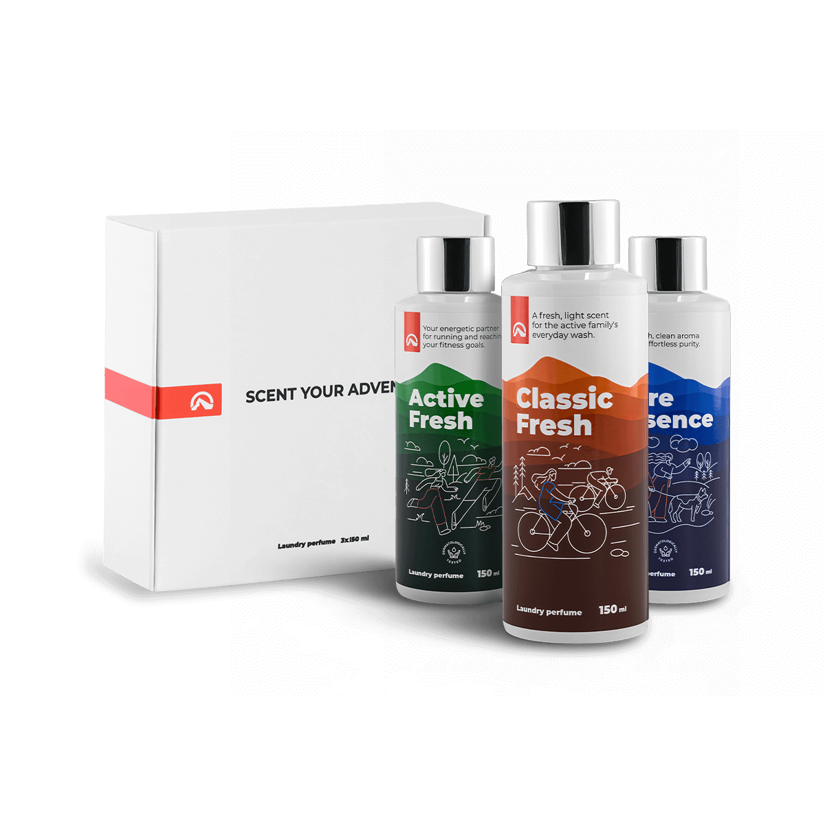 Gift set of 3 laundry perfumes 150 ml: ACTIVE FRESH + CLASSIC FRESH + PURE ESSENCE