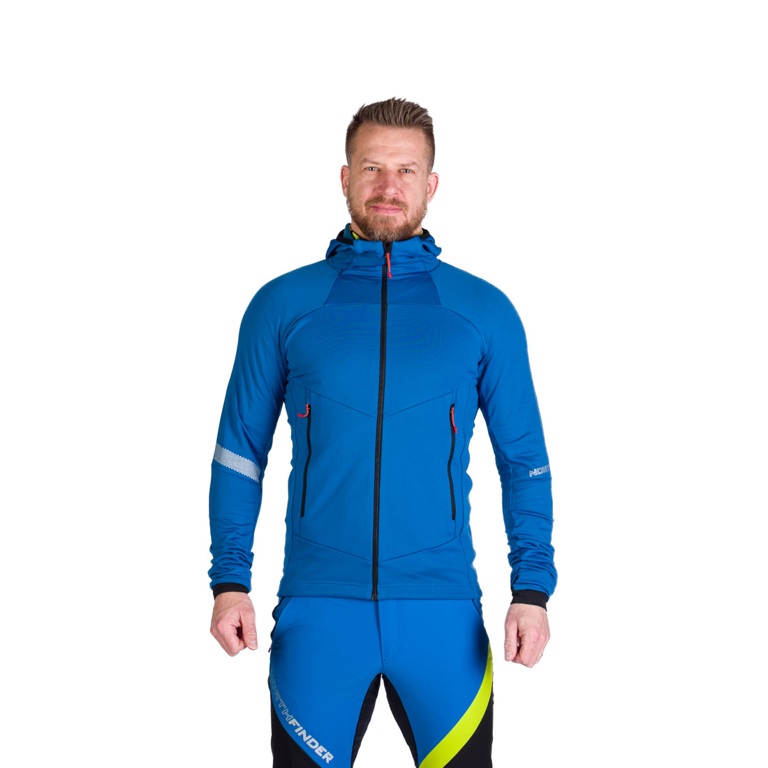 Men's ski-touring grid full-zip sweatshirt for active sports ZELEZNY