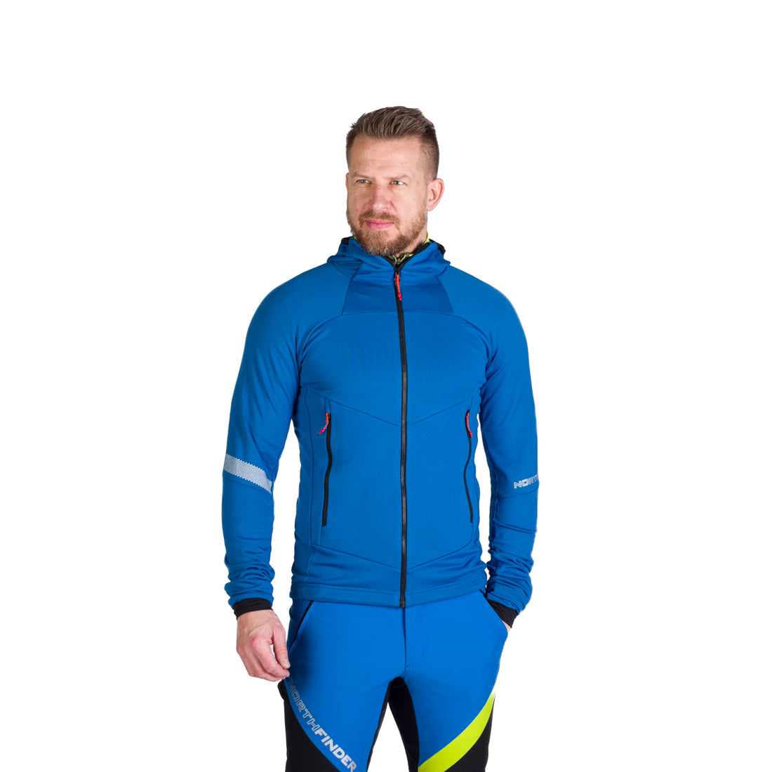 Men's ski-touring grid full-zip sweatshirt for active sports ZELEZNY