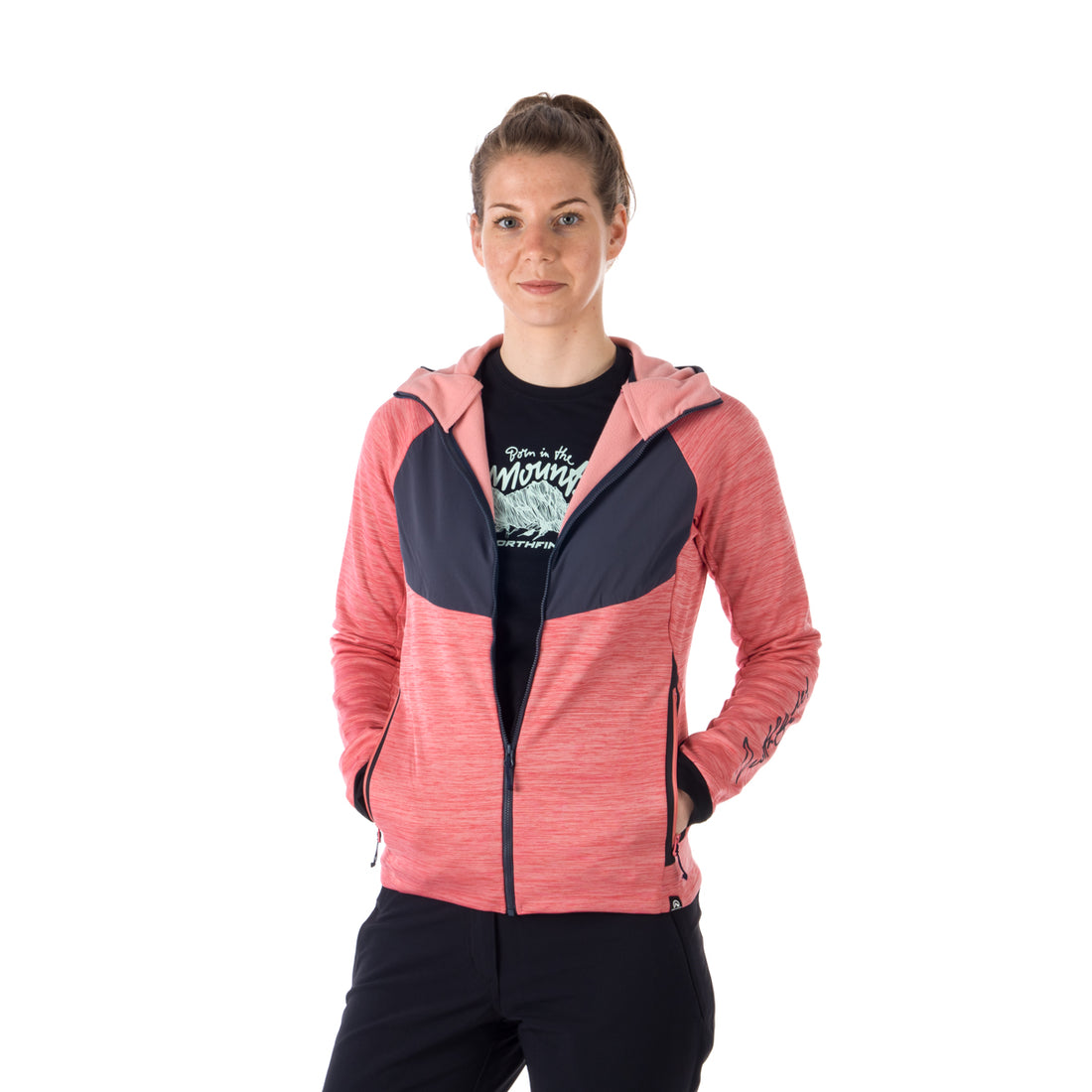MI-4770OR women's melange outdoor active hoodie sweater ADDILYN