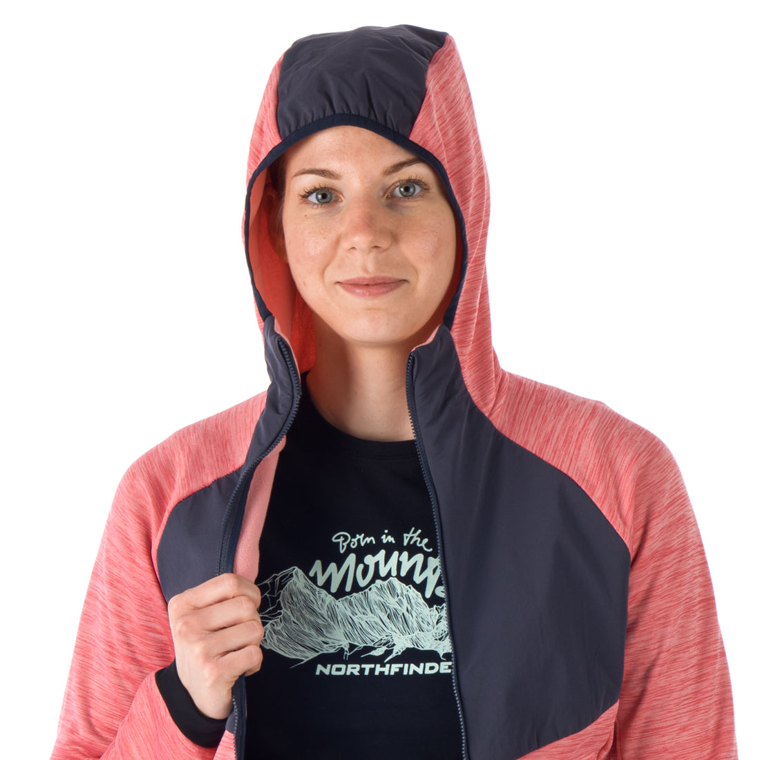 MI-4770OR women's melange outdoor active hoodie sweater ADDILYN