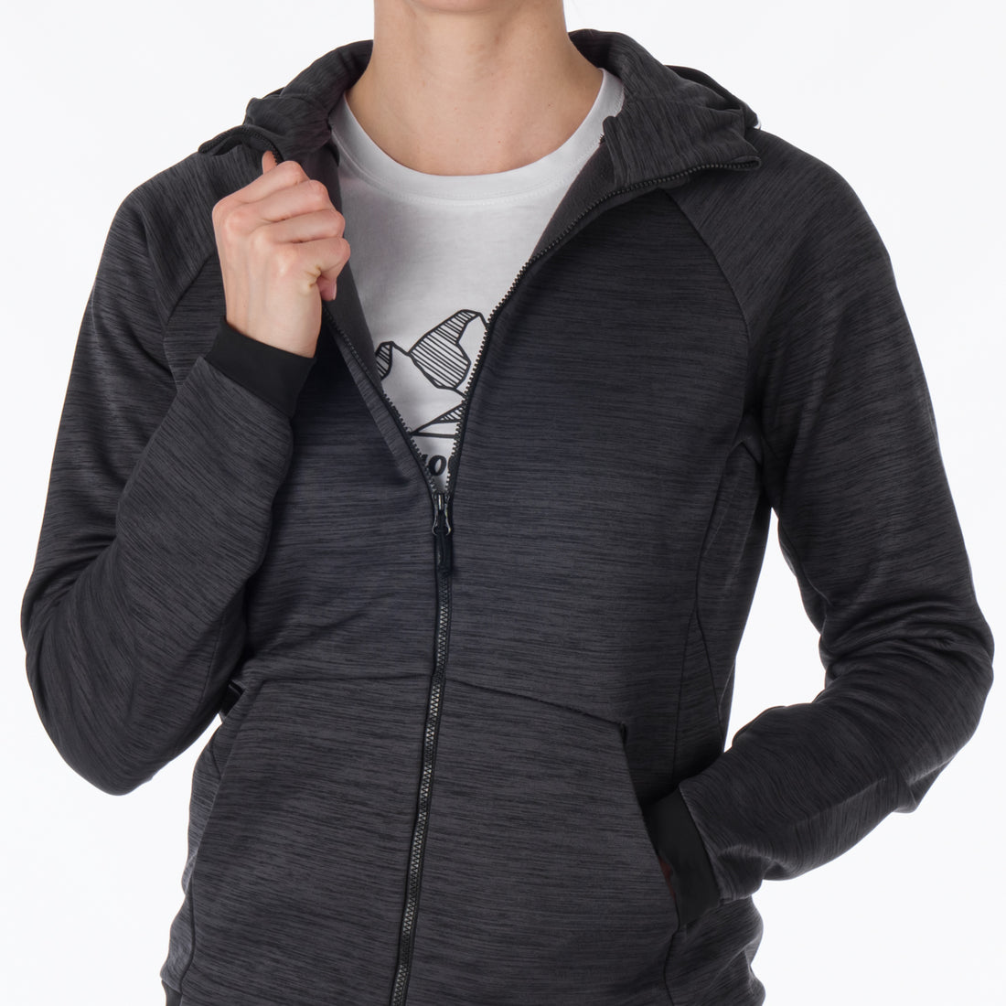 MI-4794OR women's melange hoody active sweater FELICIA