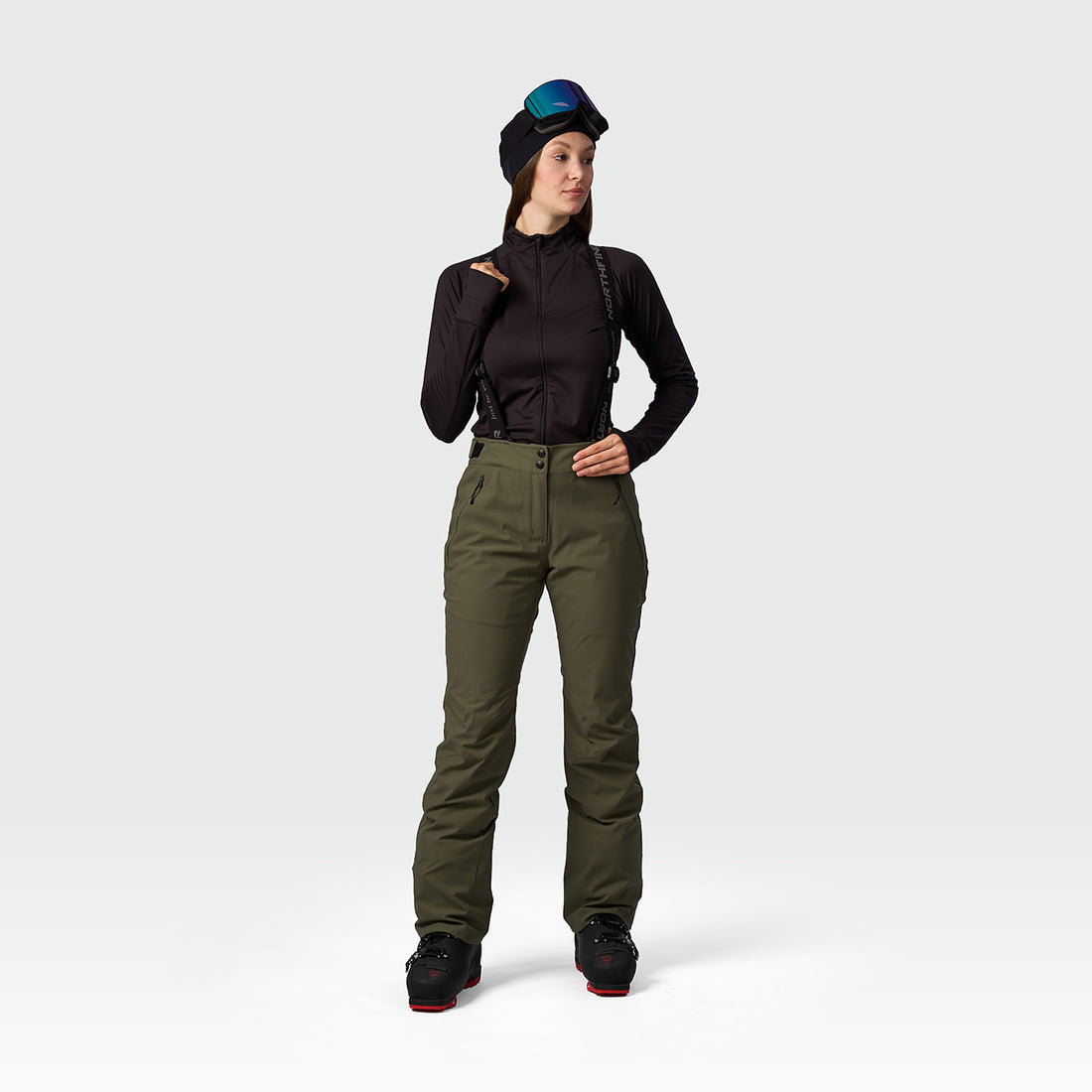 NO-6091SNW women's ski comfortable trousers with braces GEMNA