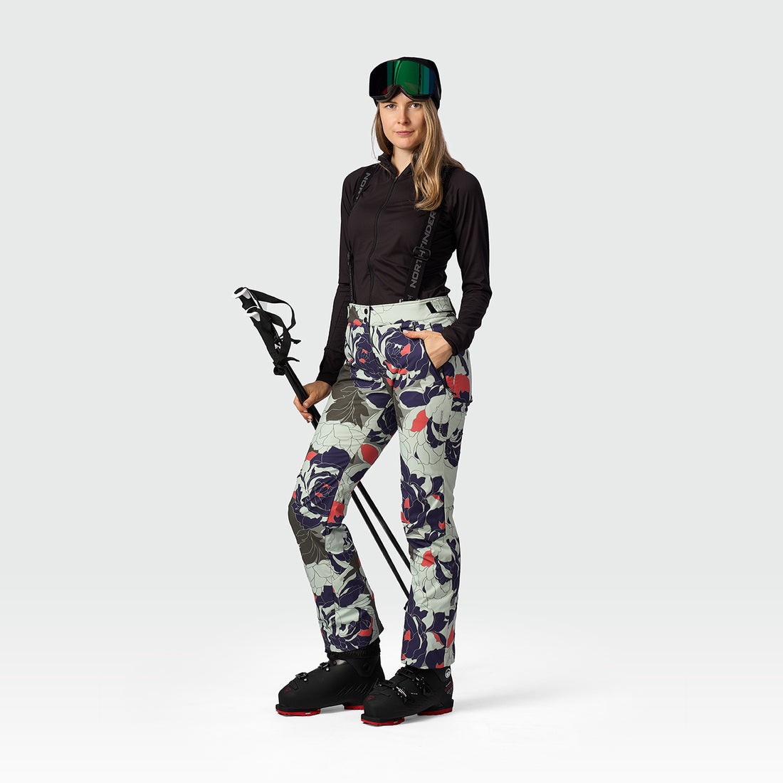NO-6094SNW women's ski allover print trousers AIDA