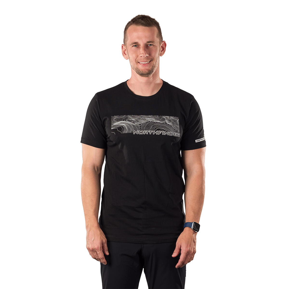 NORTHFINDER International Pánske turistické tričko z organic cotton – AMAD - čierna / M